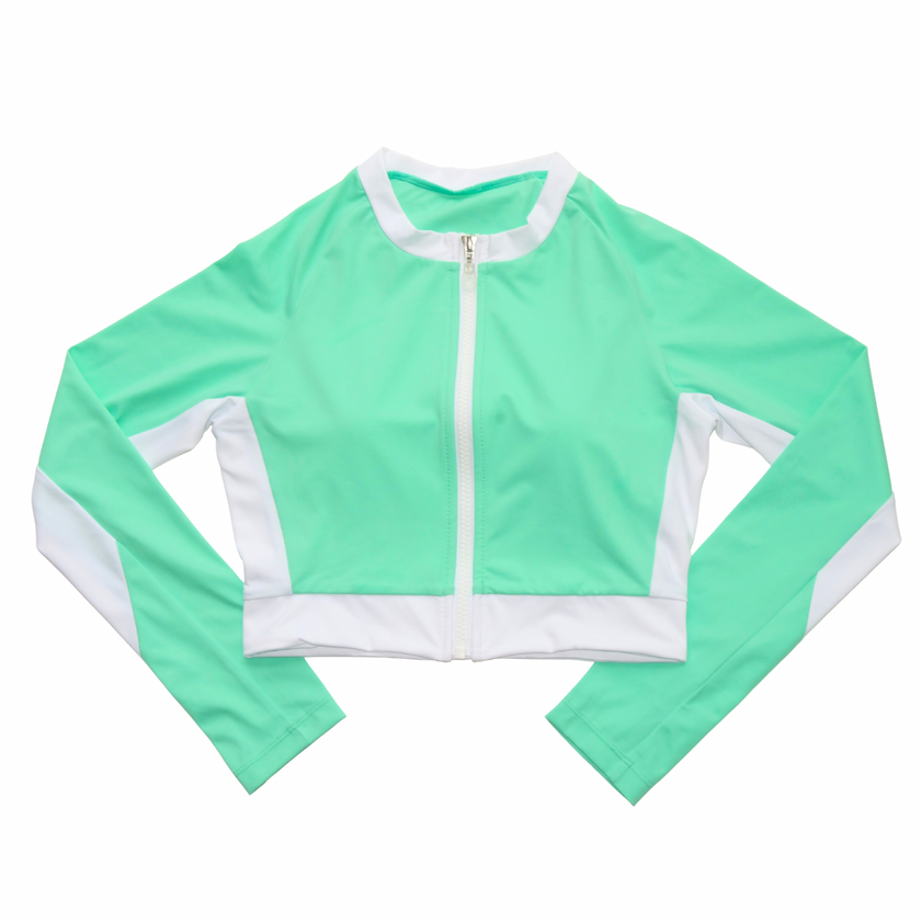 Milena Long Sleeve Cropped Rashguard - Ocean